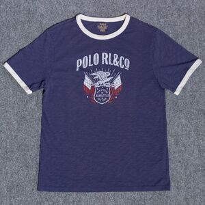 Polo Ralph Lauren Eagle USA Short Sleeve Ringer T-Shirt Youth Large 14-16 NYC